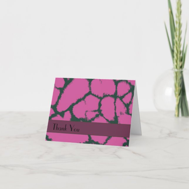 Pink Giraffe Pattern Thank You Card (Front)