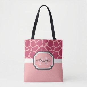 Pink Giraffe Pattern Tote Bag