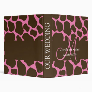Pink Giraffe Pattern Wedding Planner Binder