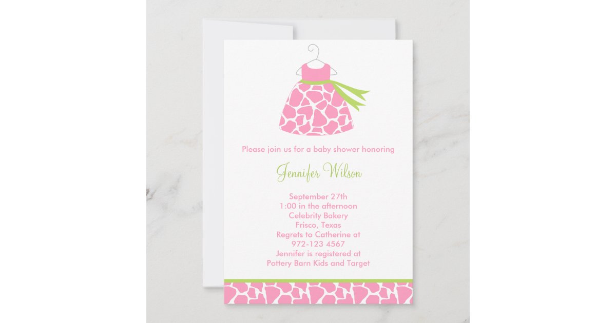 Pink Giraffe Print Baby Shower Invitation | Zazzle