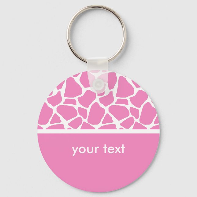 Pink Giraffe Print Customizable Key chain (Front)