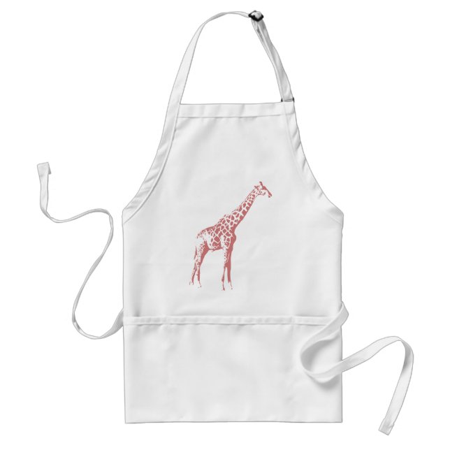 Pink Giraffe Sketch Adult Apron (Front)