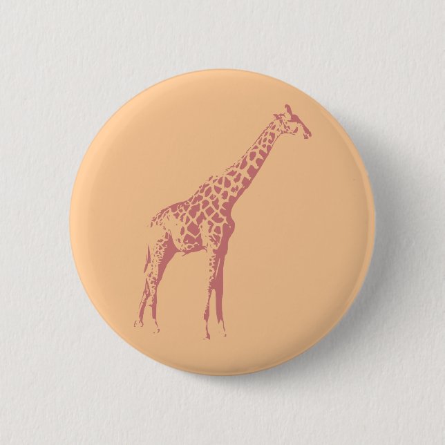 Pink Giraffe Sketch Pinback Button (Front)