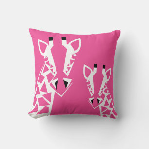 Pink Giraffe Throw Pillow