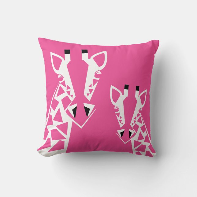 Pink Giraffe Throw Pillow (Front)
