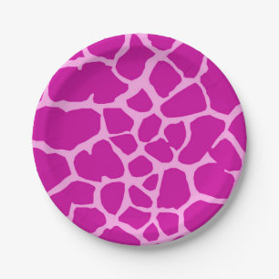 Pink giraffe wild jungle animal fashion glamour paper plates