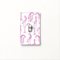 Pink Giraffes Jungle Girls Whimsical Nursery Room Light Switch Cover
