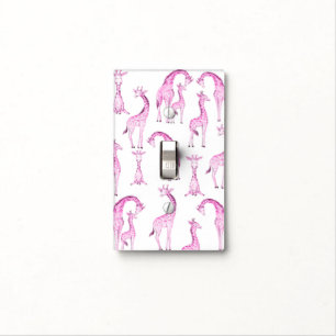 Pink Giraffes Jungle Girls Whimsical Nursery Room Light Switch Cover