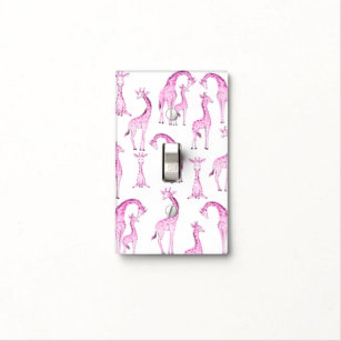 Pink Giraffes Jungle Girls Whimsical Nursery Room Light Switch Cover