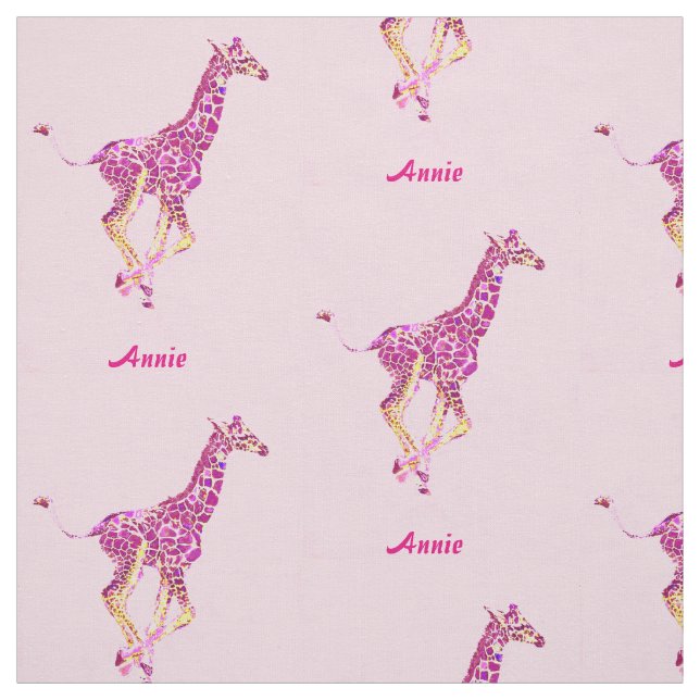pink giraffes personalizable fabric (Swatch)