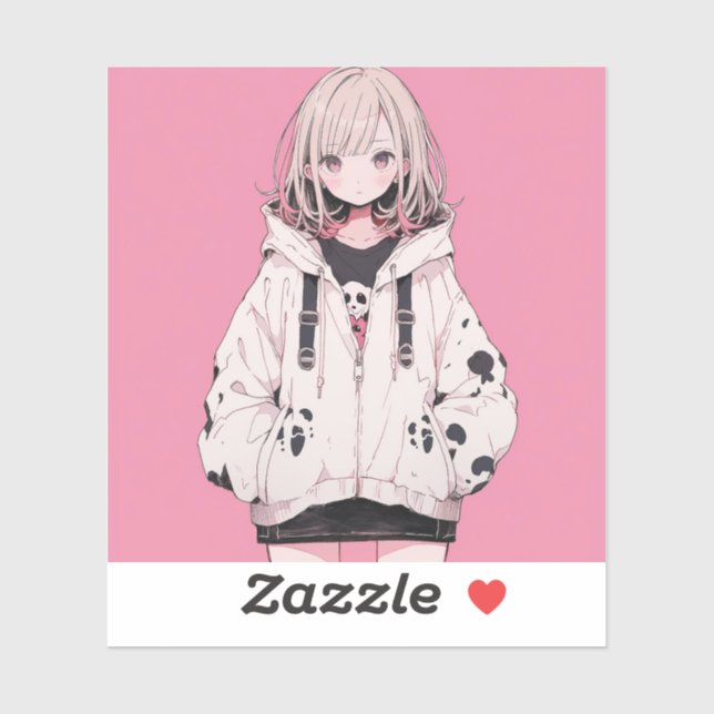 Pink Girl | 東京娘 GenerartiveAI シール Sticker (Sheet)