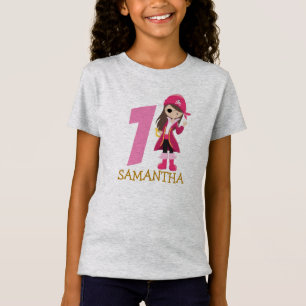 Pink Girl 1st Birthday party pirate T-Shirt