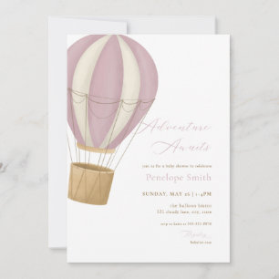 Pink Girl Adventure Awaits Baby Shower Invitation