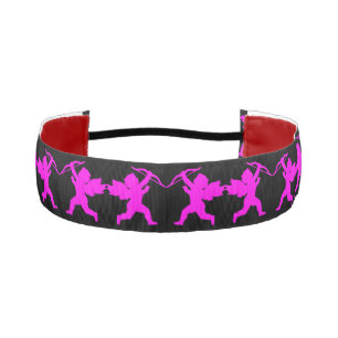 Pink Girl Angels 1-1/2" Non-Slip Headband.Black Athletic Headband
