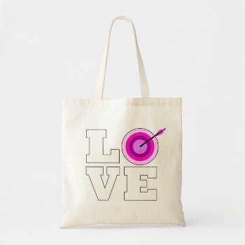 Pink Girl Archery Love Bow & Arrow Shooting Target Tote Bag by SoccerMomsDepot at Zazzle