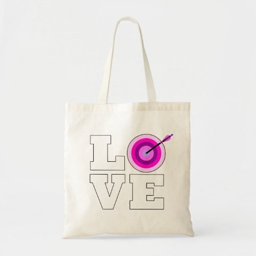 Pink Girl Archery LOVE Bow  Arrow Shooting Target Tote Bag