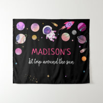 Pink Girl Astronaut Outer Space Birthday Backdrop