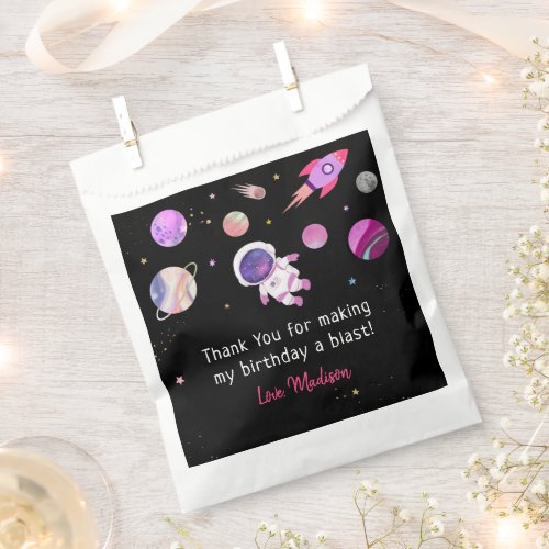 Pink Girl Astronaut Outer Space Birthday Favor Bag