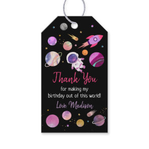 Pink Girl Astronaut Outer Space Birthday Gift Tags