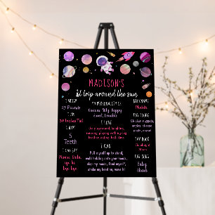Pink Girl Astronaut Space First Birthday Milestone Foam Board
