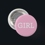 Pink Girl Baby Gender Reveal Party Button<br><div class="desc">Let guests show their pick with this fun gender reveal party button featuring bold "GIRL" text in elegant white script on a bright pink background. Perfect for baby showers,  gender reveal celebrations,  and team girl supporters. Pin it on and let the guessing begin! All text is fully customizable.</div>