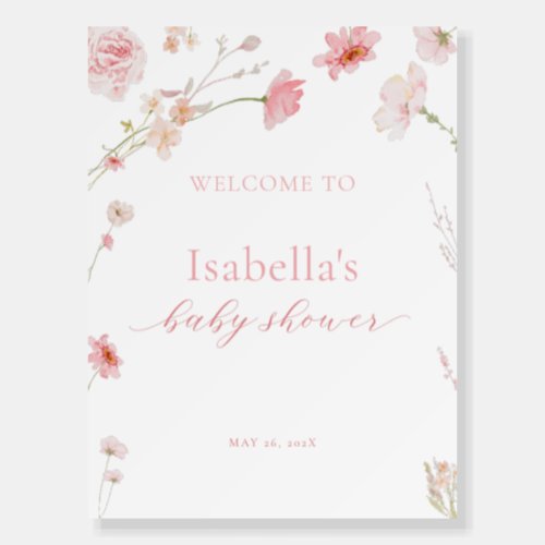 Pink Girl Baby in Bloom Baby Shower Welcome Sign