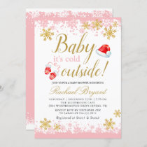 Pink Girl Baby Its Cold Outside Baby Shower Invitation