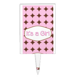 Pink Girl Baby Shower Cake Cupcake Topper