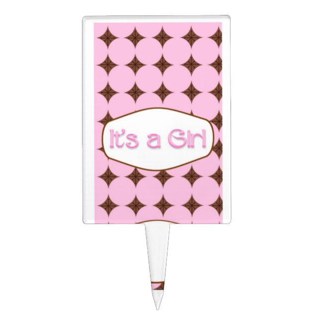 Pink Girl Baby Shower Cake Cupcake Topper (Front)