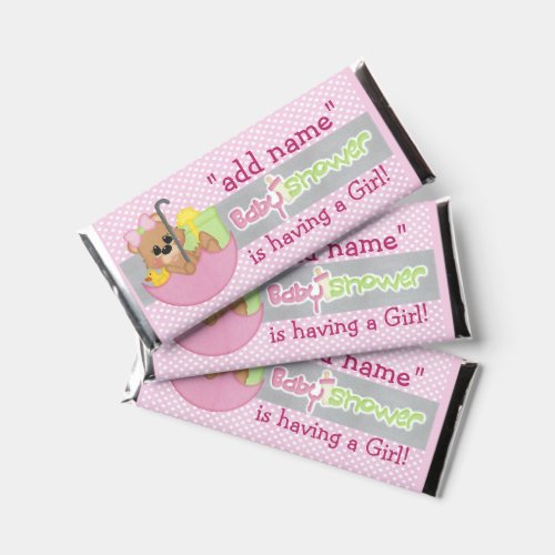 Pink Girl Baby Shower Candy Bar Wrapper Favor