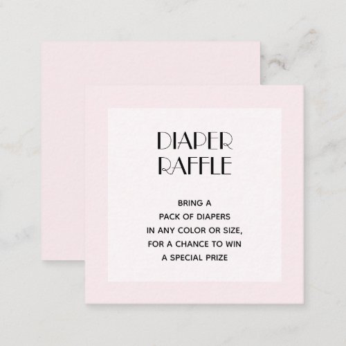 Pink Girl Baby Shower Diaper Raffle Enclosure Card