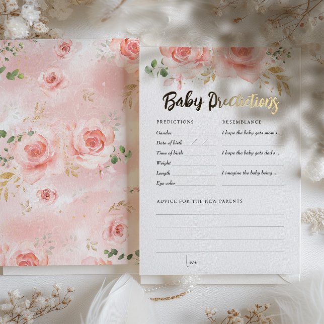 Pink Girl Baby Shower Game Predictions and Advice Foil Invitation (Creator Uploaded)