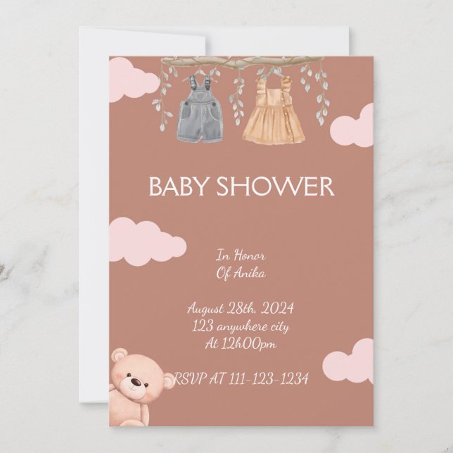 PINK GIRL BABY SHOWER INVITATION (Front)