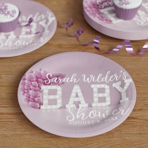 Pink Girl Baby Shower Party Paper Plates