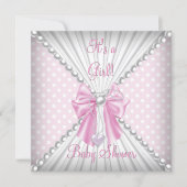 Pink Girl Baby Shower Pearl Polka Dots Invitation (Front)