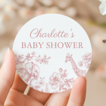 Pink Girl Baby Shower Safari Toile de Jouy
