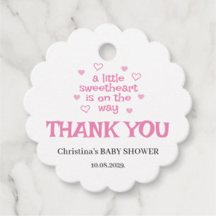 Pink Girl Baby Shower Scalloped Favor Tags