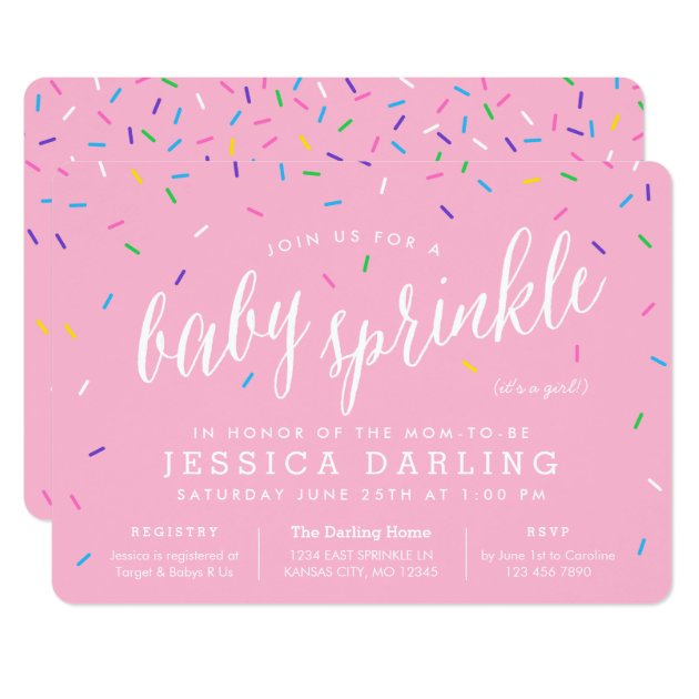 Pink Girl Baby Sprinkle Invitations