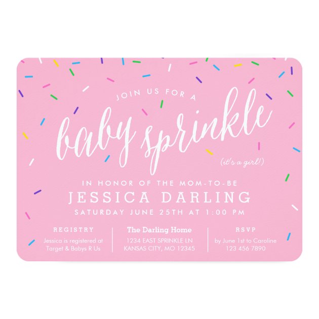 Pink Girl Baby Sprinkle Invitations