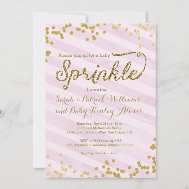 Pink Girl Baby Sprinkle Shower Invitation (Front)