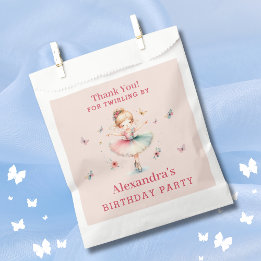 Pink Girl Ballerina Butterflies Birthday Thank You Favor Bag