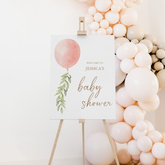 Pink Girl Balloon Eucalyptus Foliage Baby Shower F Foam Board (Creator Uploaded)
