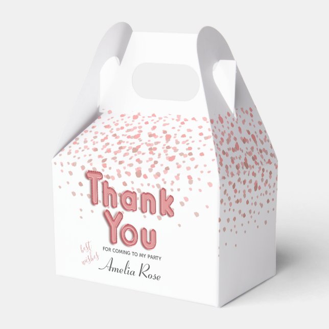 Pink Girl Balloon Text Confetti Thank You  Favor Boxes (Front Side)