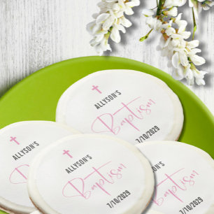 Pink Girl Baptism Sugar Cookie