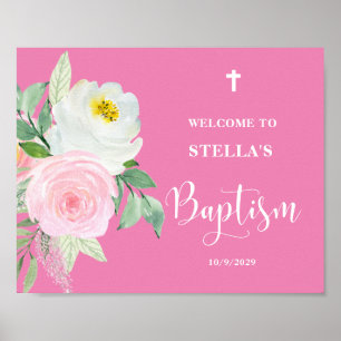 Pink Girl Baptism Welcome Poster
