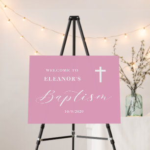 Pink Girl Baptism Welcome Sign Foam Board