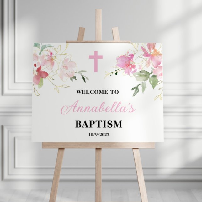 Pink Girl Baptism Welcome Sign Foam Board (Creator Uploaded)