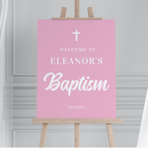 Pink Girl Baptism Welcome Sign Foam Board