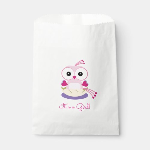 Pink Girl Bird in Egg Gender Reveal Baby Shower Favor Bag