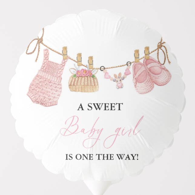 Pink Girl Bohemian Clothes Baby Shower Balloon (Front)